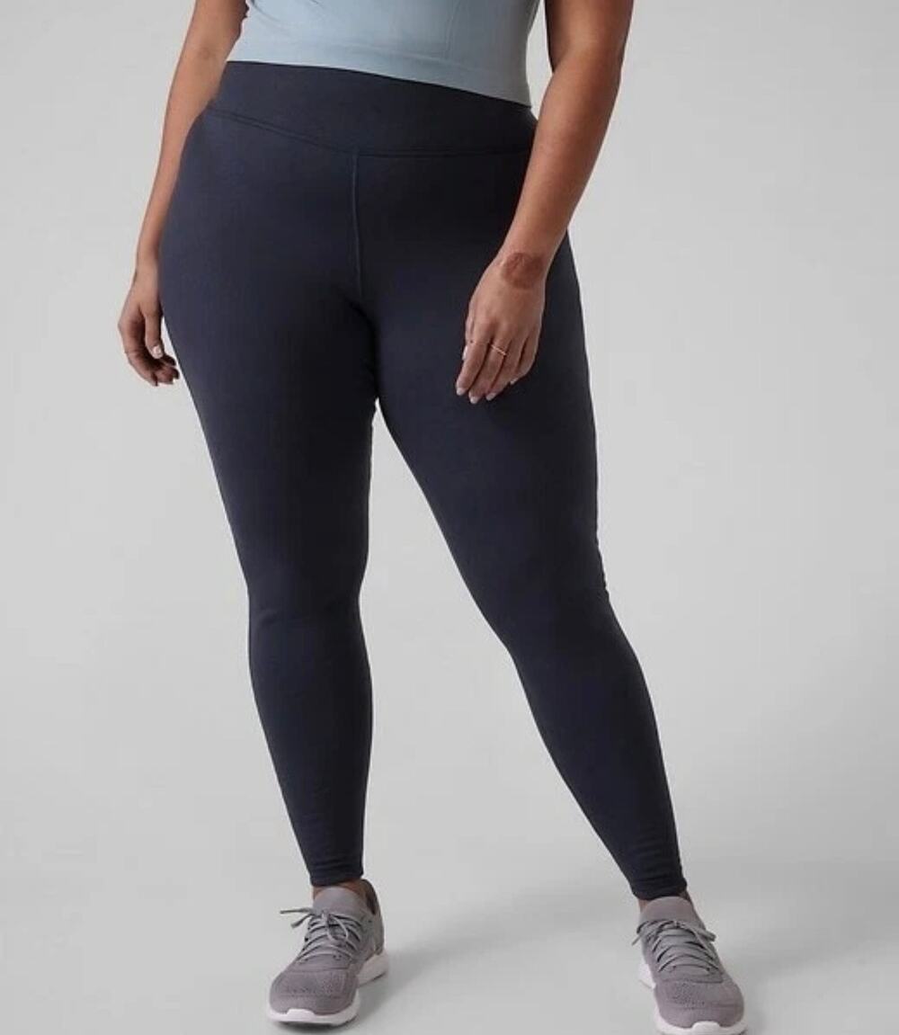 ATHLETA Altitude Stash Polartec Powerstretch Fleece Tight Leggings Navy Blue XL